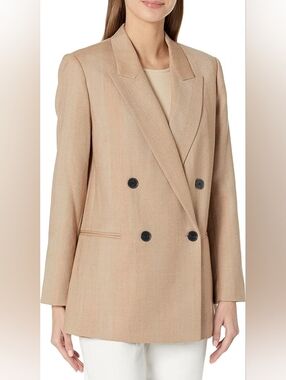 H&M Womens Size 4 Small Beige Khaki Blazer Button Up Formal Dress Coat Jacket